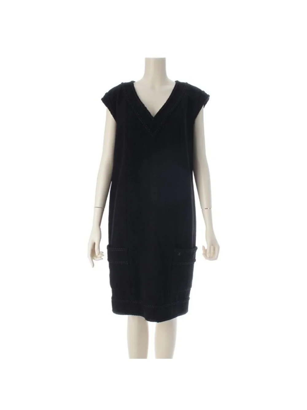 Chanel 08c Wool Tweed Sleeveless Dress Black 40
